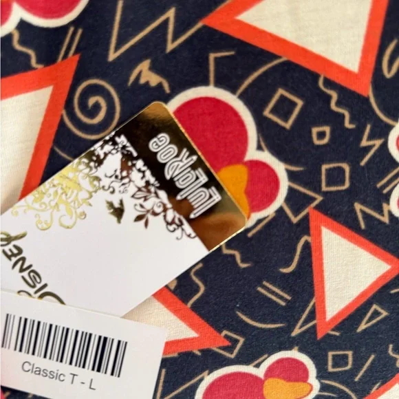 LuLaRoe Disney Classic T (Black and Red Geometric Short Sleeve Top) - Picture 3 of 4